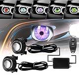 spnanma Demon Eye Headlights for Cars and Motorcycles, 2PCS LED Dynamic Devil Eyes Light Kit with HD Lens, 6 Animated Eye Patterns, Universal 12-36V Eyeball Lights for Headlight or Fog Light