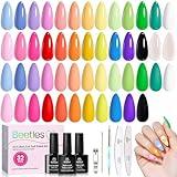 Beetles Summer Gel Nail Polish Set, 25 Colors Bright Gel Polish Kit 32 PCS Nude White Black Pink Blue Green Yellow Colors with Base Glossy Matte Top Coat Gifts for Women Doodle Dreams