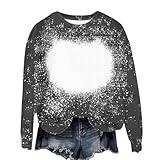 Comfy Sweatshirts for Women Loose Fit Long Sleeve Bleached Sublimation Shirts Casual Polyester Blanks Top DIY Clothes Prime Big Deal Days October 10-11 Oversize Sweatshirt Black M