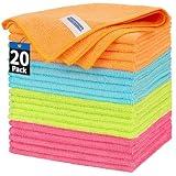 HOMERHYME Microfiber Cleaning Cloth, 20 Pack Cleaning Rags, 12" x 12" Lint Free Shop Towels, Washable Reusable Microfiber Towels for Cars Kitchen Automotive House Office
