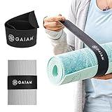 Gaiam Yoga Mat Strap Slap Band - Keeps Your Mat Tightly Rolled and Secure with One Snap - Strong Clasp for Yoga Mat Storage and Travel - Fits Most Size Mats (20"L x 1.5"W), Black