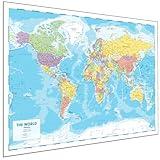 World Map Poster 33 x 24" Large Wall Map of the World – World Map Wall Art Atlas - Perfect Travel Map, Classroom Decoration or Geography Gift