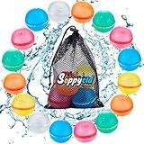 Tizikcon 16PCS Magnetic Reusable Water Balloons, Refillable Silicone Bath Pool Beach Toys for Kids, Quick Fill Self-Sealing Splash Balls for Outdoor Water Fun Summer Family Games