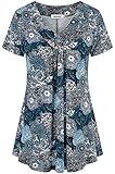 Ninedaily Summer Clothes for Women 2023, Short Sleeve Pleated Blouse White Leisure Pregnant Nursing Mom Tank Tops Multicolor Workout Fitness Sport Shirts Black Blue 16 18,X-Large