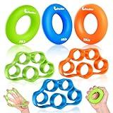 Pnrskter Hand Grip Strengthener, Finger Exerciser, Grip Strength Trainer (6 PCS),New Material,Forearm Grip Workout, Finger Stretcher, Relieve Wrist Pain, Carpal Tunnel, Trigger Finger, Mallet Finger and More.
