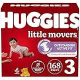 Huggies Size 3 Diapers, Little Movers Baby Diapers, Size 3 (16-28 lbs), 168 Count, Packaging May Vary