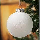 SLEETLY 8pc Large White Ball Ornaments for Christmas Trees Holiday Xmas Decorations - Big Shatterproof Plastic 4.72 inch Glitter Snow Balls with White Ribbon Hangers and Snowflakes Set
