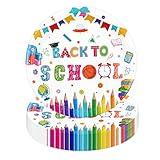 50PCS Back to School Party Paper Plates - 7Inch School Theme Dessert Plates for Cake Salad Fruit Pizza,Disposable Decoration Supplies for First and Last Day of School Preschool Kindergarten Party