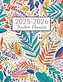 Teacher Planner: Lesson Plan for Class Organization | Weekly and Monthly Agenda | Academic Year August - July | Light Tropical Floral Print (2019-2020)