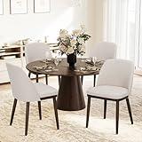 COLAMY Upholstered Dining Chairs Set of 4, Modern Kitchen Chairs with Back, Fabric Side Dining Room Chairs with Wood Legs for Kitchen Dining Room Restaurant, Beige