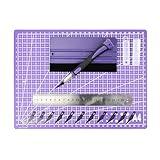 EHDIS Exacto Knife Set Utility Craft Precision Hobby Knife Tool with Cutting Mat,6 inch Vinyl Squeegee, Steel Ruler, for Sewing Crafts Hobby Fabric Precision Scrapbooking Project (Purple)