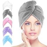 AIDEA Microfiber Hair Towel Wrap, 5 Pack Turbans, Super Absorbent Quick Dry for All Hair Types, Anti-Frizz Accessories for Women, 26"10"