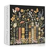 Wildflowers Puzzles for Adults 1000 Pieces, PICKFORU Wildflower Pages Jigsaw Puzzle, Vintage Book Puzzles for Book Lover, Plant Floral Flowers Puzzle as Home Decor