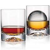 JBHO Hand Blown Crystal Double Old Fashioned Cocktail, Solid Whiskey Glasses, Rocks Glasses, Lowball Glasses - 12 Ounce - set of 2 - Perfect Size for Oversized Ice Cubes