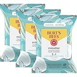 Burt's Bees Coconut & Lotus Face Wipes, for All Skin Types, Micellar Makeup Remover & Facial Cleansing Towelettes, 30 Ct. (3-Pack)