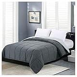 Homelike Moment Comforters Queen Size - Grey Duvet Insert Down Alternative Bed Queen Comforter, Lightweight Bedding Comforters Full Size Quilted Soft All Season Reversible Dark Gray/Light Grey