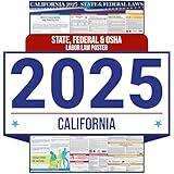 2025 California State and Federal Labor Law Poster - English Version - OSHA Workplace Compliant - Mandatory Regulations All-in-One Required Compliance Posting for Employees 16" x 40" Laminated (English)
