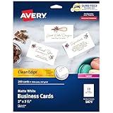 Avery Clean Edge Printable Business Cards with Sure Feed Technology, 2" x 3.5", White, 200 Blank Cards for Laser Printers (5871)