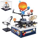 CAXIMSY Solar System Model Building Blocks Sets with Acrylic Display Box，Technic Space Earth Moon and Sun Orrery Educational Planet Toys for Science Experiments Learning Kits 775 Pieces