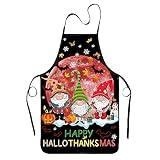 zukmvuh Halloween Thanksgiving Christmas Gnomes Aprons, Happy Hallothanksmas Gnomes Apron, Halloween Thanksgiving Christmas Gifts for Gnome Lover, Kitchen Cooking Pumpkins Aprons
