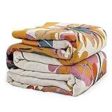 MSGKV Boho Throw Blanket 60''x80'',100% Cotton Blankets for Couch Bed,Cotton Quilt Travel Muslin Blankets Farmhouse Home Decor Soft Lightweight Picnic Blanket