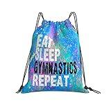 FORATIO Eat Sleep Gymnastics Repeat Drawstring Backpack Gym String Bag Sports Drawstring Sackpack For Women Men