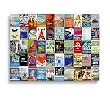 Classic American Literary Fiction Wall Art - Collection Of 50 Great American Fiction Covers Print Posters For Teens, Gifts For Book Lovers Room Bedroom Library Wall Decor Posters 24x36inch Unframed