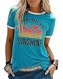YEXIPO Graphic Tees for Women Short Sleeve Summer Tops Funny Letter Printed Loose Casual T Shirts