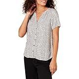 Amazon Essentials Women's Relaxed-Fit Short-Sleeve Woven Blouse, Mini Leopard, X-Large