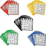 GSE Games & Sports Expert 100-Pack Multi-Color Bingo Game Cards with Easy Read Numbers, Reusable Paper Bingo Sheets for Large Groups, Family/Friend Parties