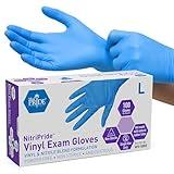 MED PRIDE Disposable Medical Vinyl Exam Gloves Single Use Nitrile-Vinyl Blend Exam Gloves, Large 100 - Powder Free, Latex Free & Rubber Free - Single Use Non-Sterile Protective Gloves