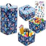 Disney Lilo & Stitch Stack Store And Carry Stackable Tin Box Set - Bundle of Disney 3 Stack Storage Containers and Stickers | Stitch Canisters for Storage