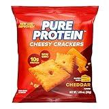 Pure Protein Cheesy Crackers, Cheddar, High Protein Snack, 10G Protein, 1.06 Oz (Pack of 12)