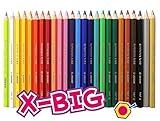 Jolly X-Big Jumbo Colored Pencils Perfect for Special Needs Art Therapy and Early Learners; 24 Multicolor Pencils With 6 Neon Highlighter Pencils; Set of 30