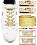 TOPPING STYLE Elastic No Tie Shoe Laces with Bling Diamond Locks & Charms for Women's Sneakers
