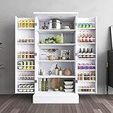 kepptory Kitchen Pantry Cabinet, Pantry Storage Cabinet with Adjustable Shelves and Drawer, Sideboard Buffet Cupboards Storage Shelf for Home Office Use (White, 16" D x 24" W x 47" H)