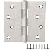Door Hinges for Interior Doors 10-Pack 4-inch x 4-inch, Design House Square Corner Steel Door Hinge Door Hardware, Satin Nickel, 181669