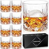 Whiskey Glasses Set of 8, 11 OZ Cocktail Glasses In Gift Box (Buy 6, get 2 Free), Old Fashioned Glasses for Bourbon Vodka Liquor, Rocks Glasses Crystal Scotch Glasses, Gifts for Father Dad Men