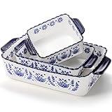 SOUJOY 3 Pack Porcelain Bakeware Set, Rectangular Baking Dishes, Lasagna Pan for Cooking, Kitchen, Casserole Dishes, Cake Dinner, Banquet and Daily Use