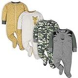 Gerber Baby Boys' 4 Pack Sleep 'N Play Footie, Tiger Grey, 6-9 Months