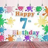 Art Paint Splash Happy 7th Birthday Backdrop Banner Colorful Graffiti Theme Background Decor for Artist Kids Boys Girls Birthday Party Celebration Favors Decorations Supplies 70.87x47.24in-BECKTEN