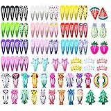 Funtopia Hair Clips for Girls,100 Pcs No Slip Metal Snap, Barrettes for Kids Teens Women, Cute Candy Color Cartoon Design Hair Pins (Animals Fruits Crowns Stars)