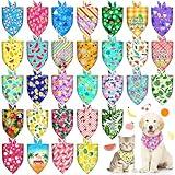 30Pcs Summer Dog Bandanas Bulk Hawaiian Dog Scarves Hawaii Fruit Triangle Puppy Bandanas Washable Adjustable Pet Bandana for Small Medium Large Dog Puppy Cat Pet Grooming Accessories