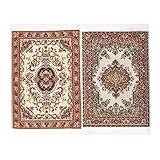 iLAND Miniature Dollhouse Accessories of Carpet for Dollhouse Furniture on 1/12 Scale and 3” - 12” Dolls, Woven Dollhouse Rugs 6” x 3.8” (2pcs Fragrance)