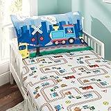 EVERYDAY KIDS Toddler Fitted Sheet and Pillowcase Set -Choo Choo Train- Soft Breathable Microfiber Toddler Sheet Set