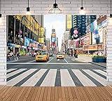 NYC Time Square Buildings Photo Backdrops Taxi New York Fashion Street Party Photography Background Adult Portrait Studio Booth Props Banner 7x5ft
