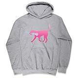 ChalkTalkSPORTS Girls Lacrosse Hooded Sweatshirt | LuLa The Lax Dog Pink | Gray | Youth Large
