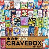 CRAVEBOX Healthy Snack Box (45 Count) Father's Day Variety Pack Care Package Gift Basket Kid Men Women Adult Nuts Health Nutrition Assortment College Back to School