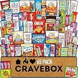 CRAVEBOX Snacks Box Variety Pack Care Package (65 Count) Father's Day Treats Gift Basket Adults Kids Grandkids Guys Girls Women Men Boyfriend Birthday Cookies Chips College Student Office School
