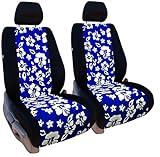 ShearComfort Front Seats Custom Hawaiian Seat Covers for Tesla Model S (2012-2020) in Black w/Blue for High Back Buckets (Does not Fit Next Gen Sport Seats)